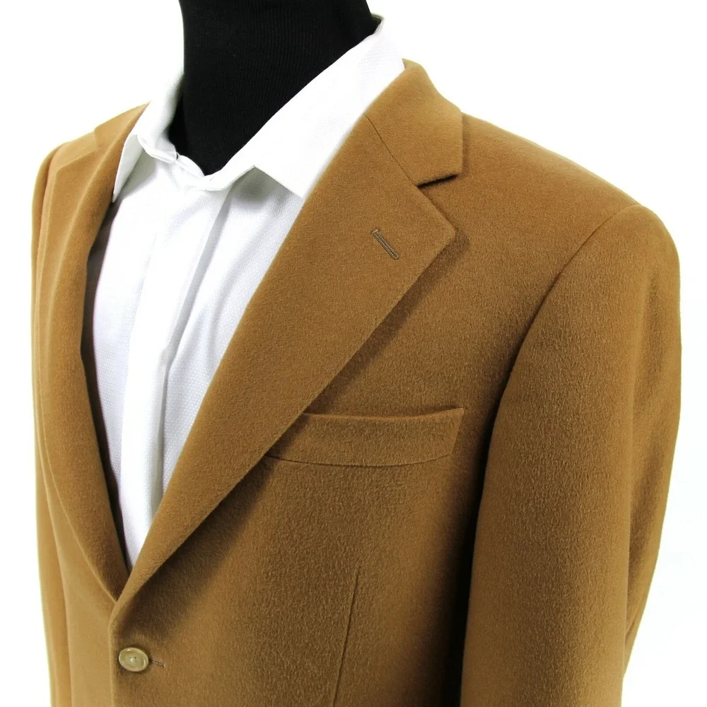 Lands' End 100% Cashmere 2 Button Sport Coat Mens Sz 42 Regular Tan Single Vent